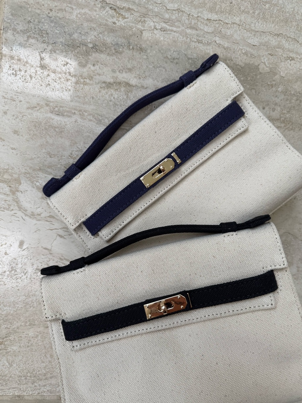 Boatkin Canvas Clutch Bag with Navy Trim - Picture 3 of 3